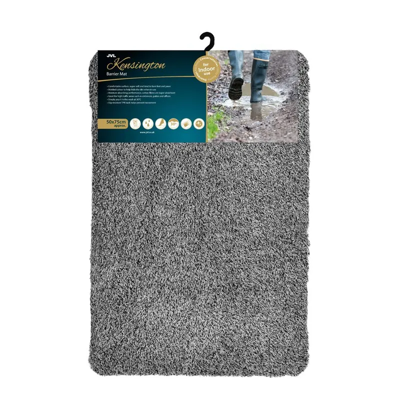Jvl Kensington Machine Washable Barrier Doormat 50x75cm Grey Size: 50 cm x 75 cm Grey 50 cm x 75 cm