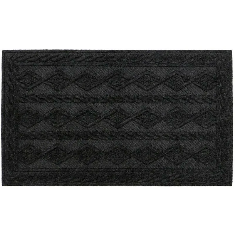 Jvl Knit Rubber Backed Indoor Doormat, 45x75cm, Charcoal