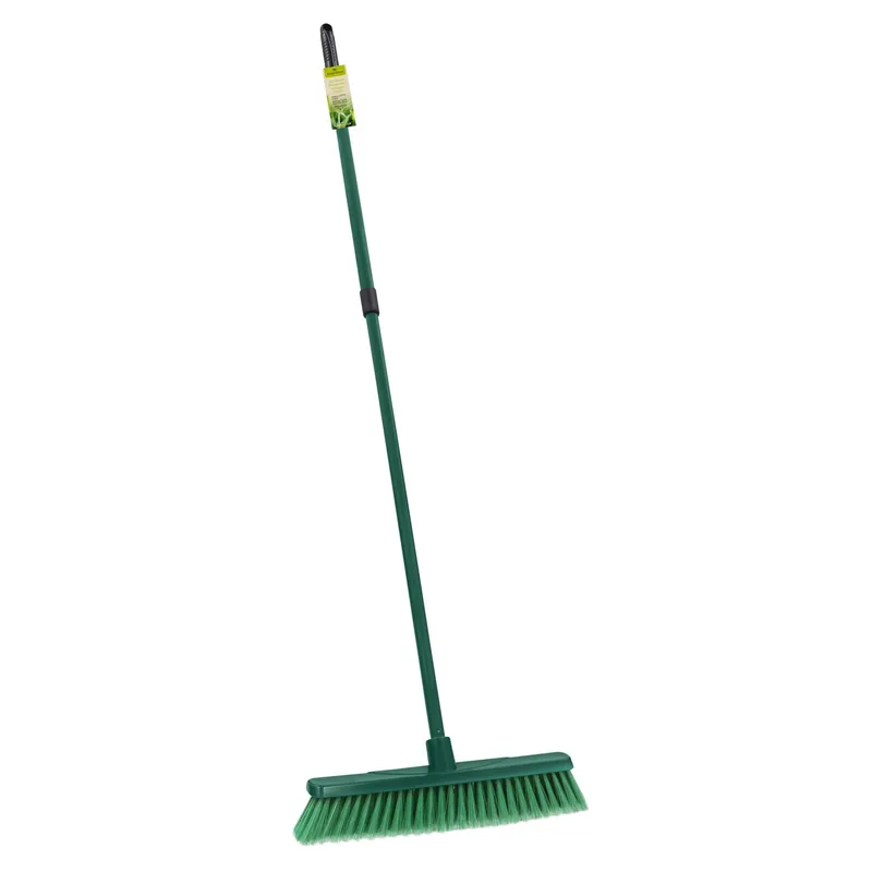 Jvl Outdoor Soft Bristle Broom with Telescopic Handle - Green Size: 1 Pack Green 1 Pack