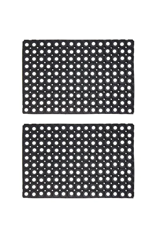 Jvl Rondo Rubber Ring Scraper Doormat 40x60cm - Set Of 2 in Black Size: 40 cm x 60 cm Black 40 cm x 60 cm