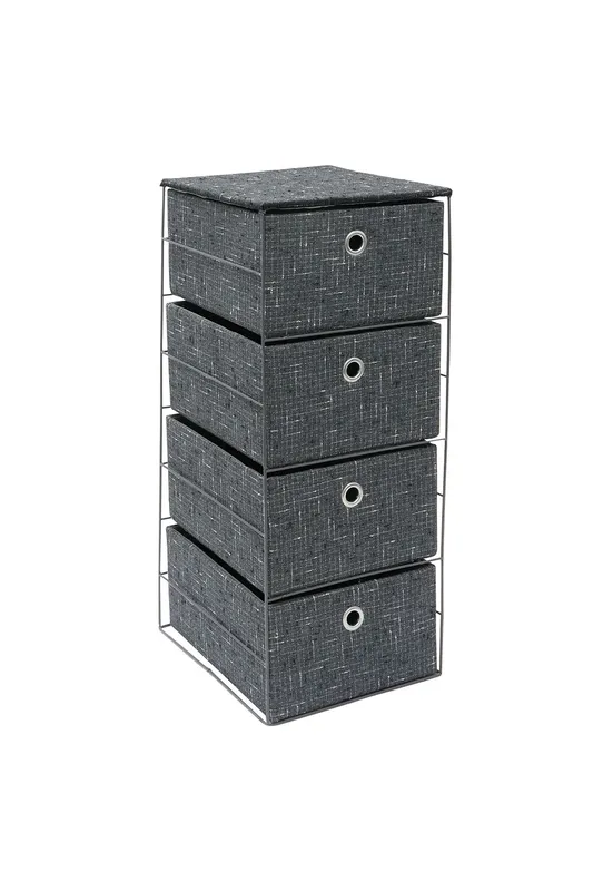 Jvl Shadow 4 Drawer Wide Fabric Storage Tower in Grey Grey