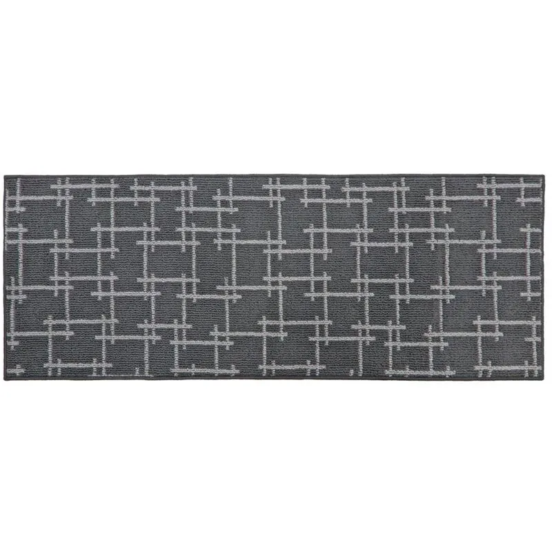 Jvl - Vector Machine Washable Latex Backed Runner, 57x150cm, Grey