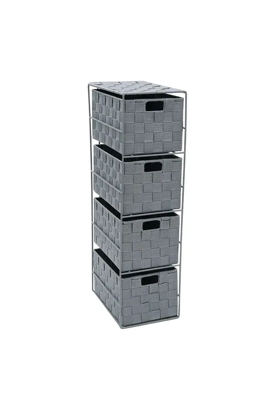 Jvl Vichy 4 Drawer Narrow Nylon Storage Tower in Grey Grey