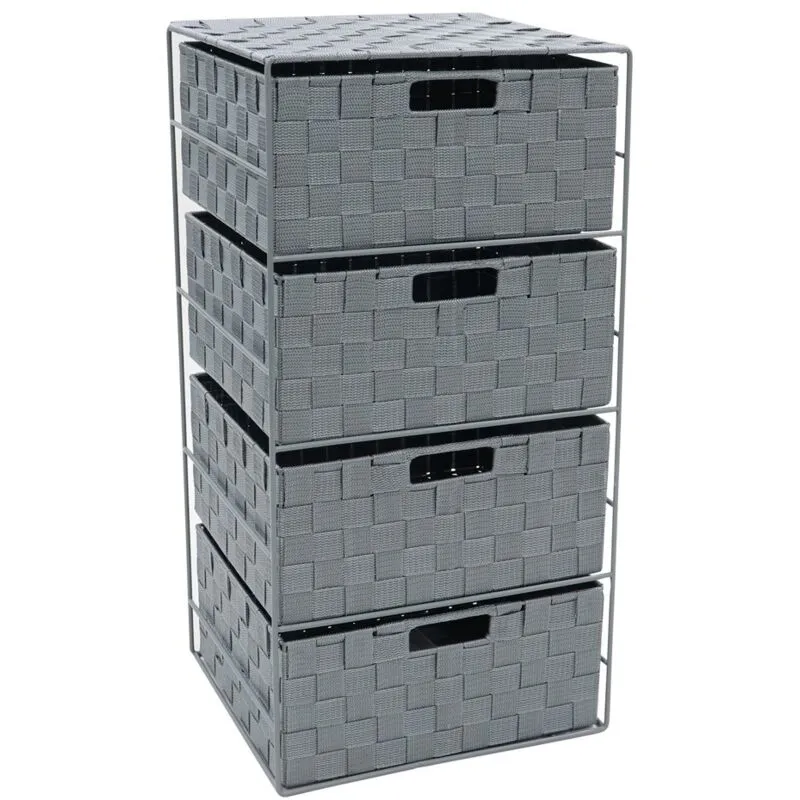 Jvl Vichy 4 Drawer Wide Nylon Storage Tower in Grey Grey