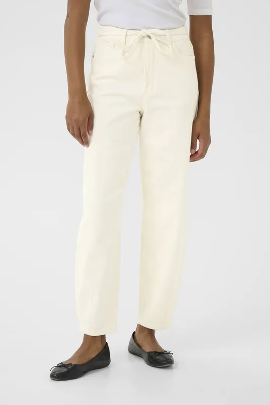 Kaffe Women's KAwhitney Jeans High-Waist Tapered Legs in Off White Size: 10 - Off White - Size: 10