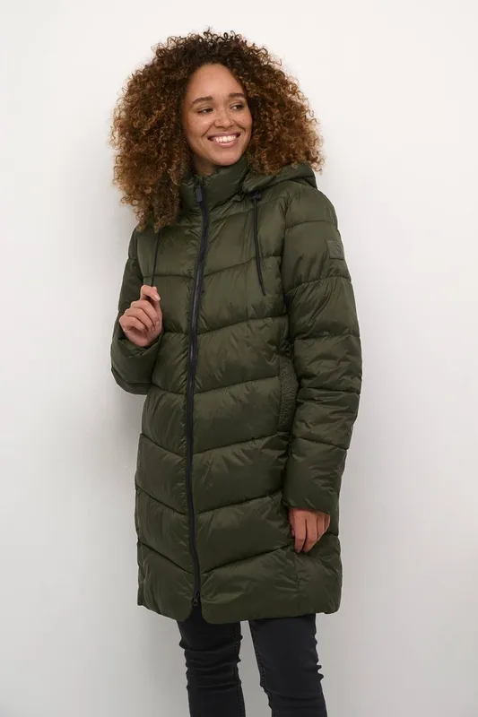 Women's Kaffe Susanne Long Puffer Vert 44
