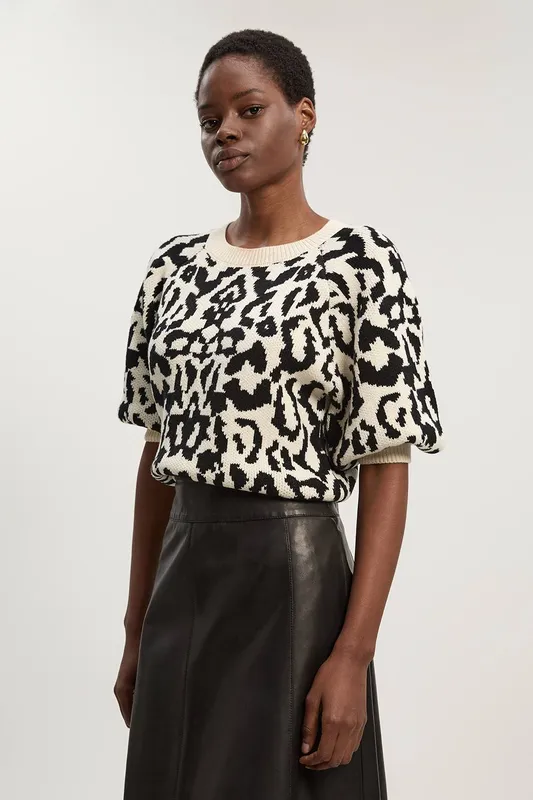 Karen Millen Women's Cotton Animal Knit Jumper Size: Small - Animal