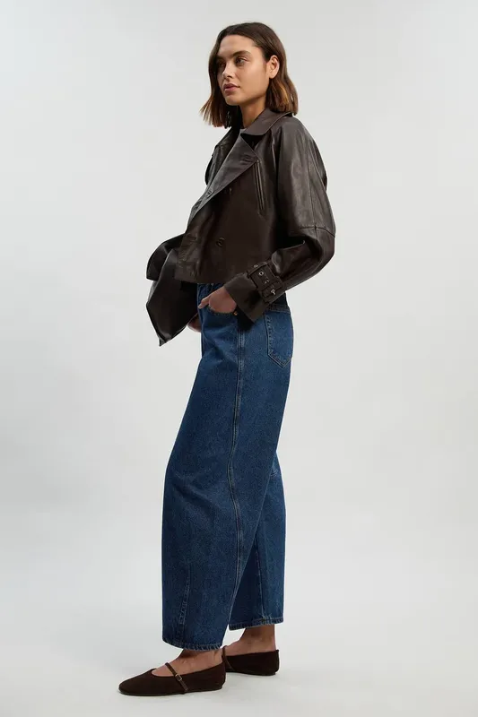 Karen Millen Women's Petite Denim Barell Jeans in Mid Wash Size: 6 - Mid Wash