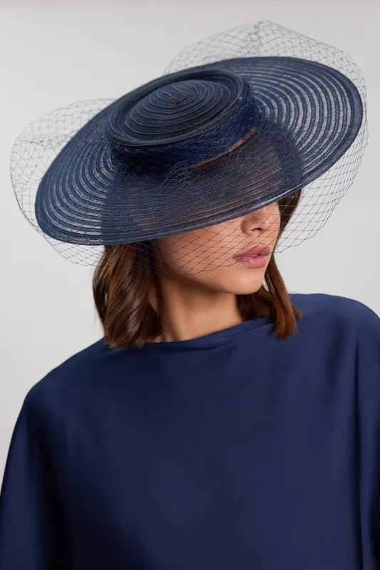 Karen Millen Women's Tulle Trimmed Fascinator in Navy - Navy