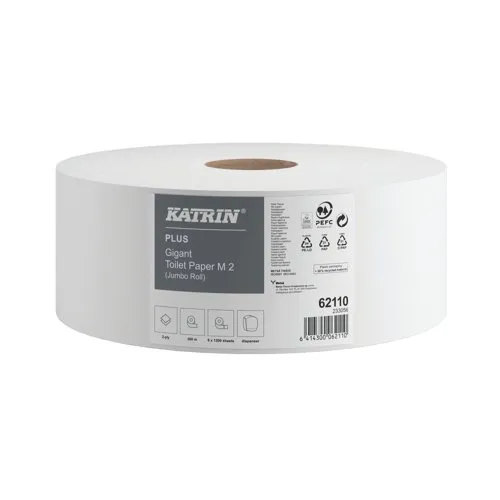 Katrin Jumbo Toilet Roll 2-Ply 60mm Core Refill (6 Pack)