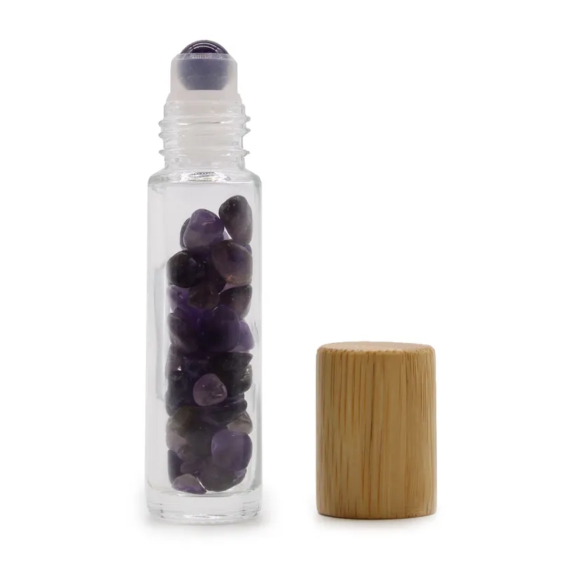 Kdmd Unisex Gemstone Essential Oil Roller Bottle - Amethyst - Wooden Cap in Blue Blue female