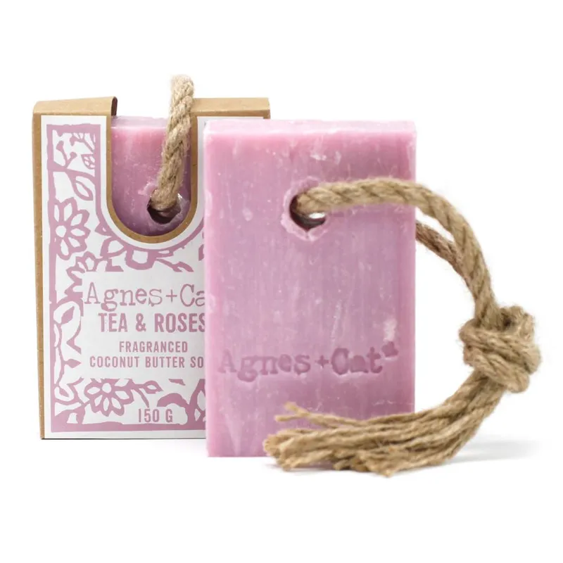 Kdmd Soap On A Rope - Tea & Roses in Pink - Pink