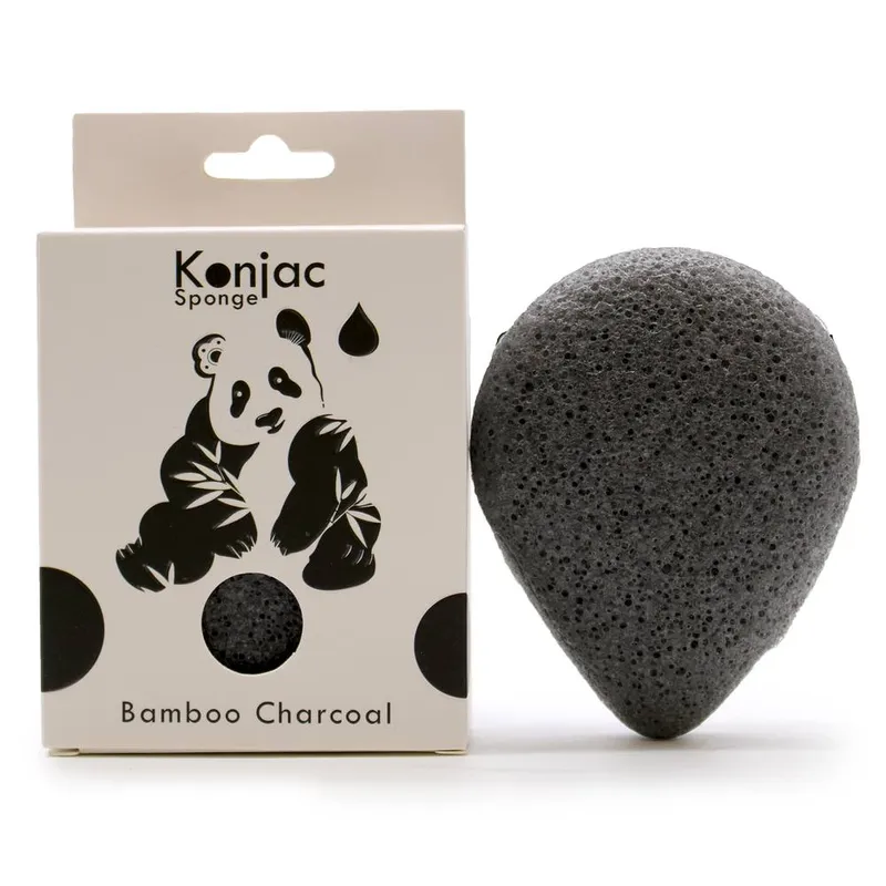 Kdmd Teardrop Konjac Sponge - Bamboo Charcoal - Anti-bacterial in Grey - Grey