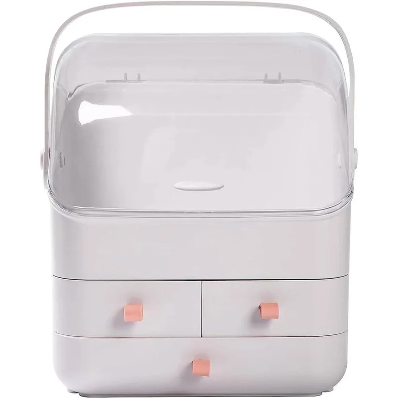 Kelvenix Makeup Cosmetic Organiser, Make Up Holder Tidy Storage Box in White - White