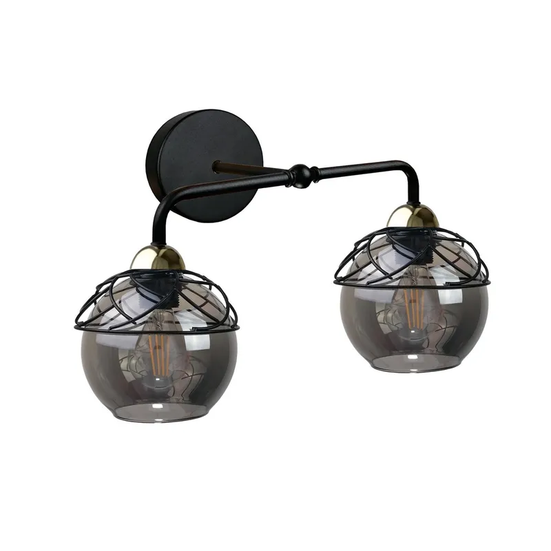 Keter Lighting Mera Dome Wall Lamp Black, 23cm, 2x E27