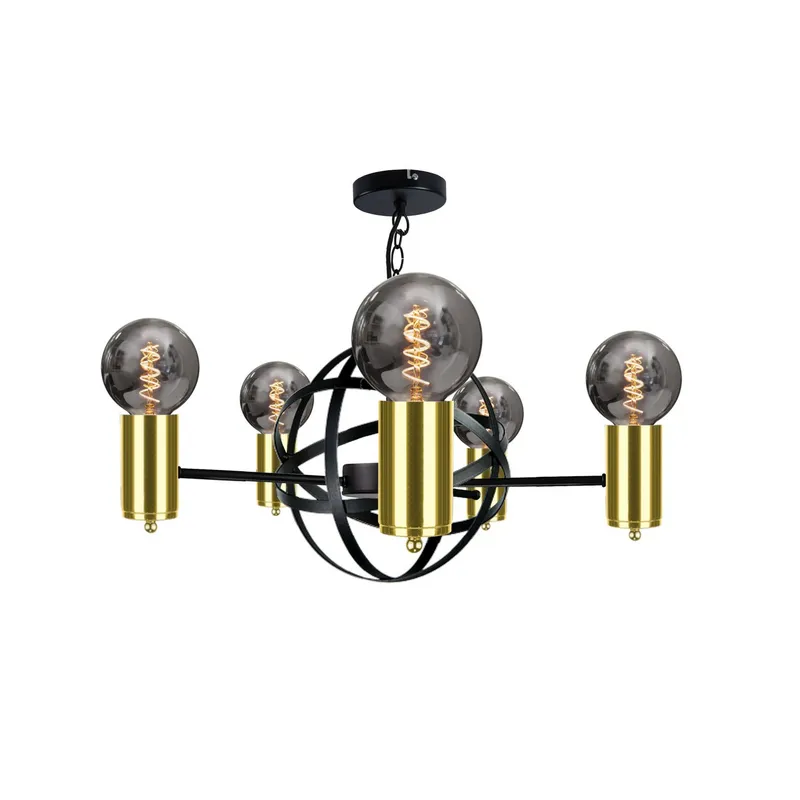 Keter Lighting Solar Pendant Ceiling Light Black, Gold, 60cm, 5x E27