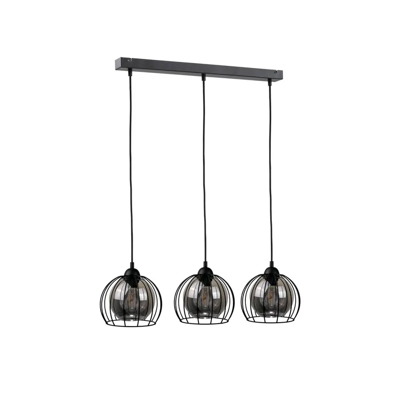 Keter Lighting Solo Bar Pendant Ceiling Light Black, 60cm, 3x E27