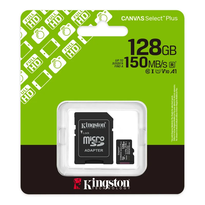 Kingston 128GB Micro SD Canvas Select Plus Class 10 - SDCS3/128GB in Black Size: 128 GB & above Black 128 GB & above
