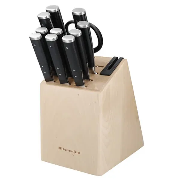 KitchenAid Gourmet 11 Piece Knife Set with Sharpener & Birchwood Block