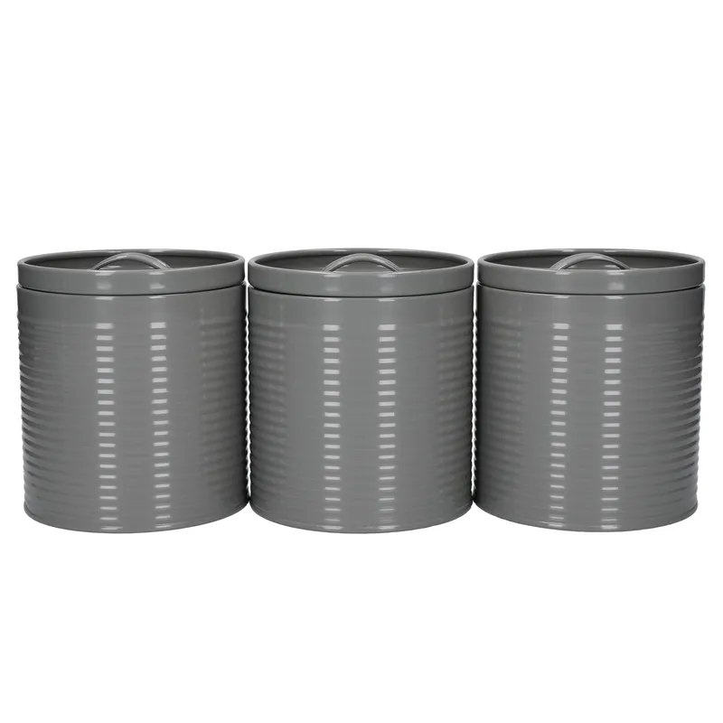 KitchenCraft 3-Piece Storage Canister Set in Grey Grey