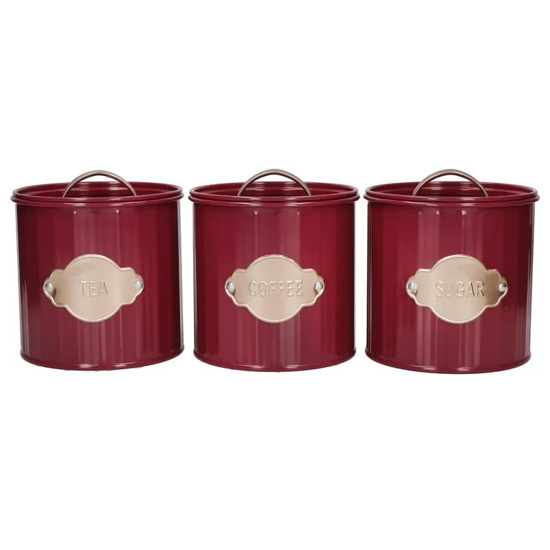 Kitchen Craft KitchenCraft Tea Coffee Sugar Set Burgundy