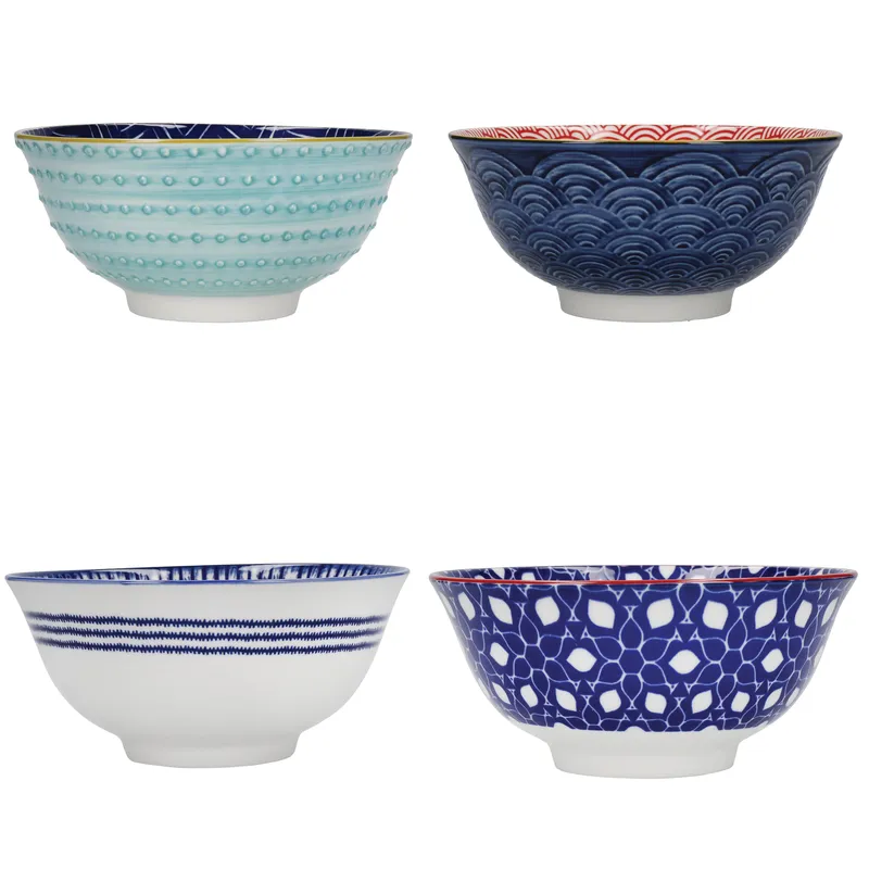 KitchenCraft 4-Piece Ceramic Cereal / Dessert Bowl Set in Blue Blue