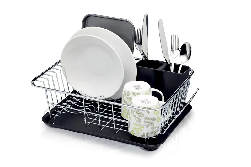 KitchenCraft Chrome Plated Dish Drainer & Tray Multicolor