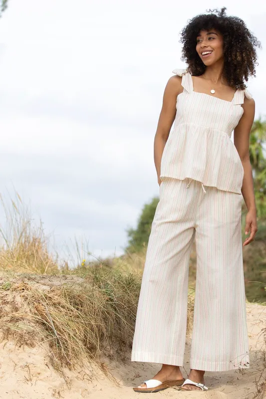Kite Women's Gillingham Wide Leg Woven Trousers Special Stripe in Cream Size: 6 - Cream