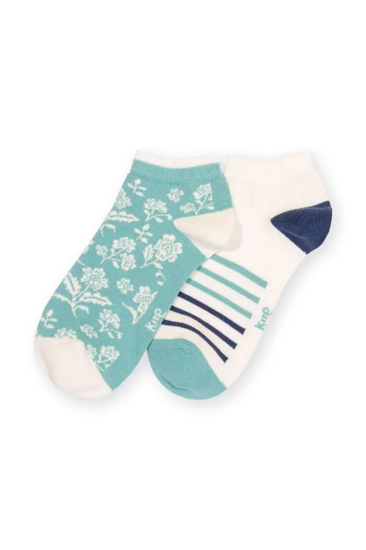Kite Women's Ocean Bloom Trainer Socks in Blue Size: 4-7 Blue 4-7
