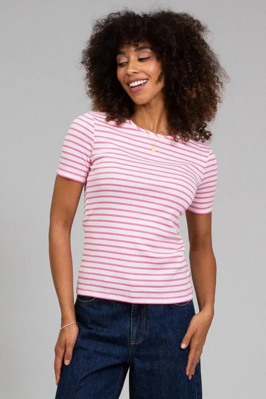 Kite Women's Portesham Jersey T-Shirt Azalea Stripe in Pink Size: 18 - Pink - Size: 18