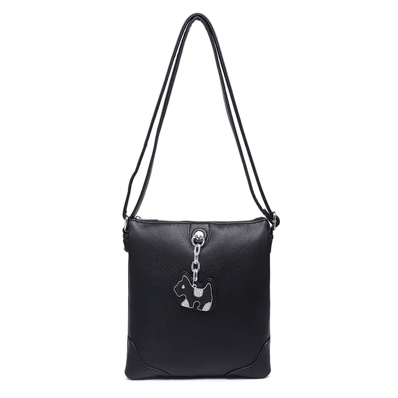 Kitise Women's Chic Puppy Charm Faux Leather Crossbody Messenger Bag in Black Black One Size