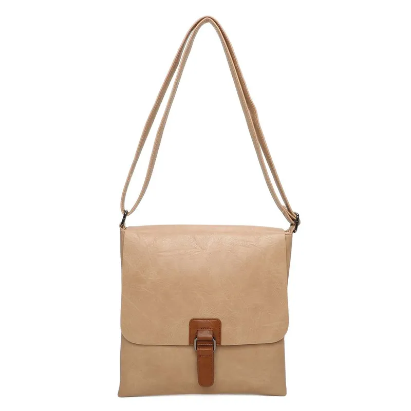 Kitise Women's Slim Flap Closure Messenger Crossbody Bag in Beige - Beige