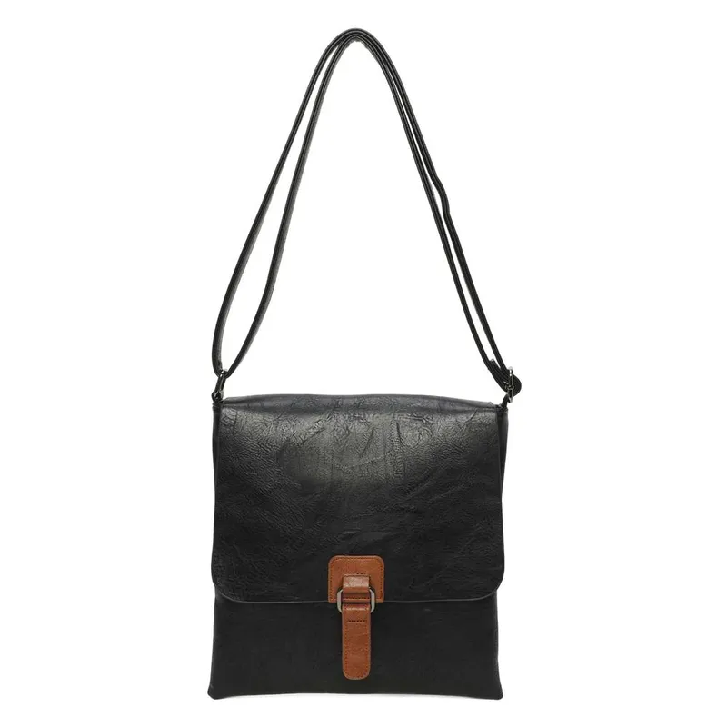 Kitise Women's Slim Flap Closure Messenger Crossbody Bag in Black Black female
