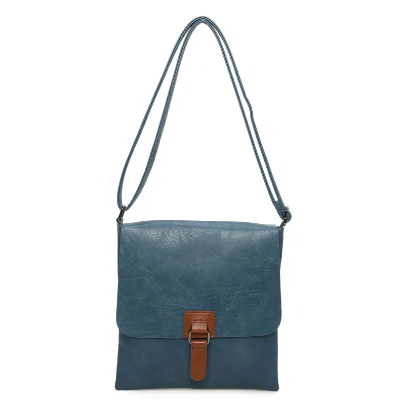 Kitise Women's Slim Flap Closure Messenger Crossbody Bag in Blue Blue female