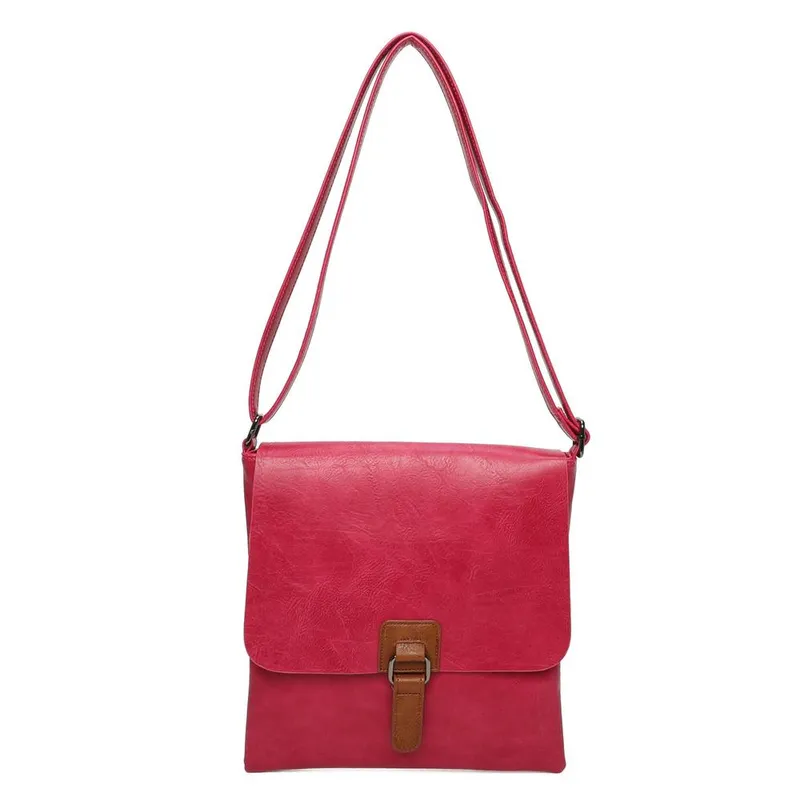 Kitise Women's Slim Flap Closure Messenger Crossbody Bag in Fuchsia Fuchsia
