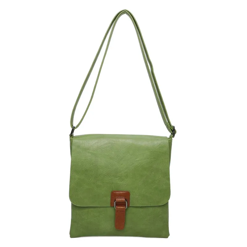 Kitise Women's Slim Flap Closure Messenger Crossbody Bag in Green - Green