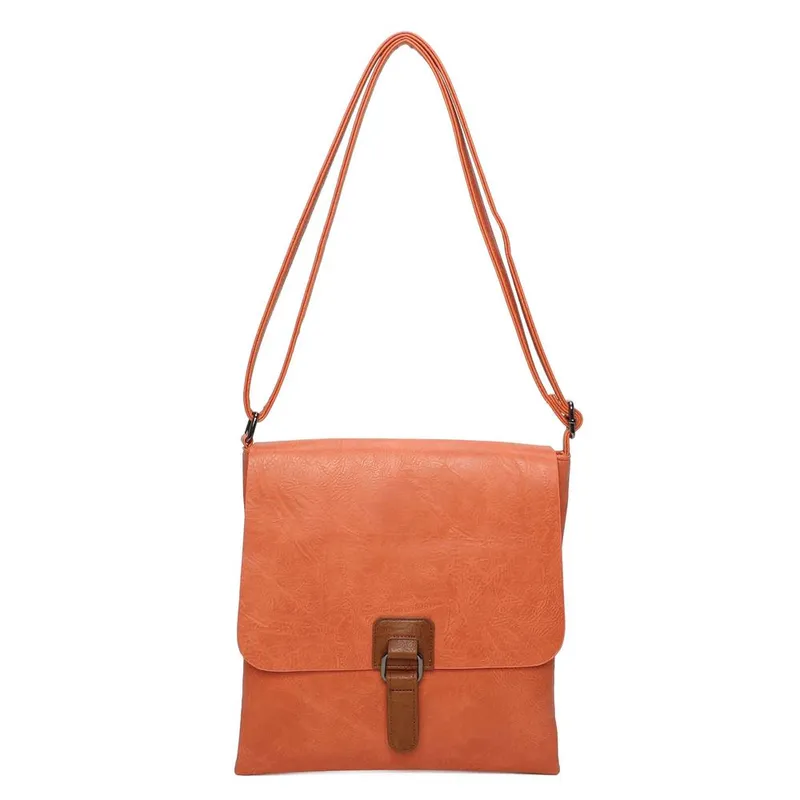Kitise Women's Slim Flap Closure Messenger Crossbody Bag in Orange - Orange