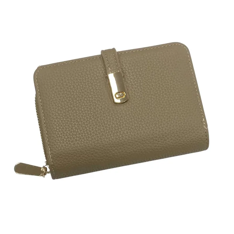 Kitise Women's Small Bifold Card Slot ID Coin Pocket Wallet in Beige Beige