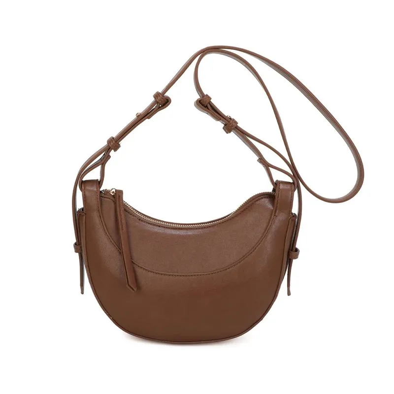 Kitise Women's Small Half Moon Shape Crossbody Bag in Brown - Brown