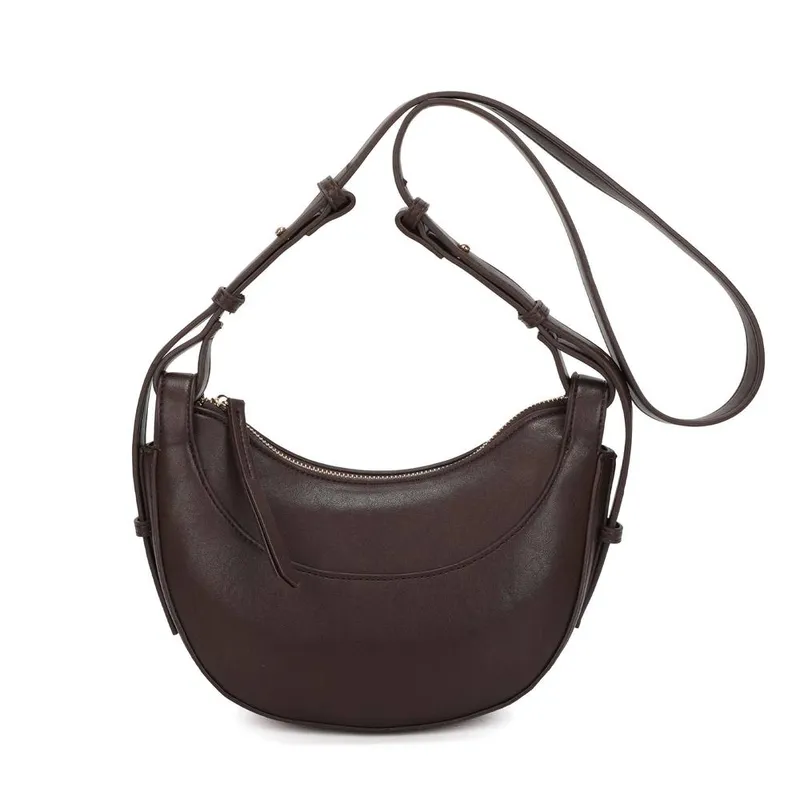 Kitise Women's Small Half Moon Shape Crossbody Bag in Dark Brown - Dark Brown