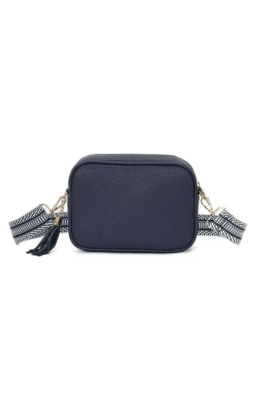 Kitise Women's Small Tassel Crossbody Bag Canvas Stap in Dark Blue - Dark Blue