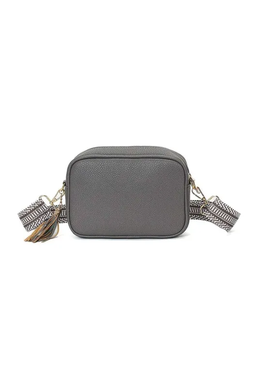 Kitise Women's Small Tassel Crossbody Bag Canvas Stap in Dark Grey - Dark Grey