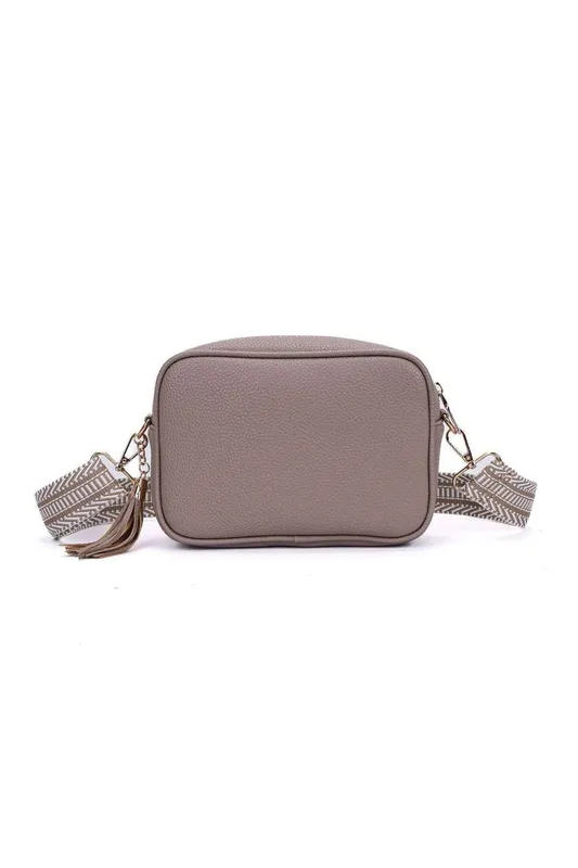 Kitise Women's Small Tassel Crossbody Bag Canvas Stap in Khaki - Khaki