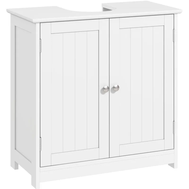 Kleankin - 60x60cm Under-Sink Storage Cabinet w/ Adjustable Shelf White