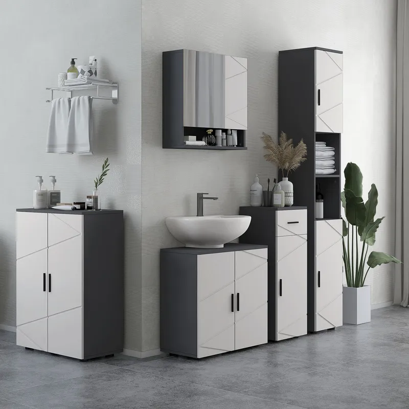 Kleankin - Bathroom Storage Cabinet, Small Bathroom Cabinet with Soft Close Doors