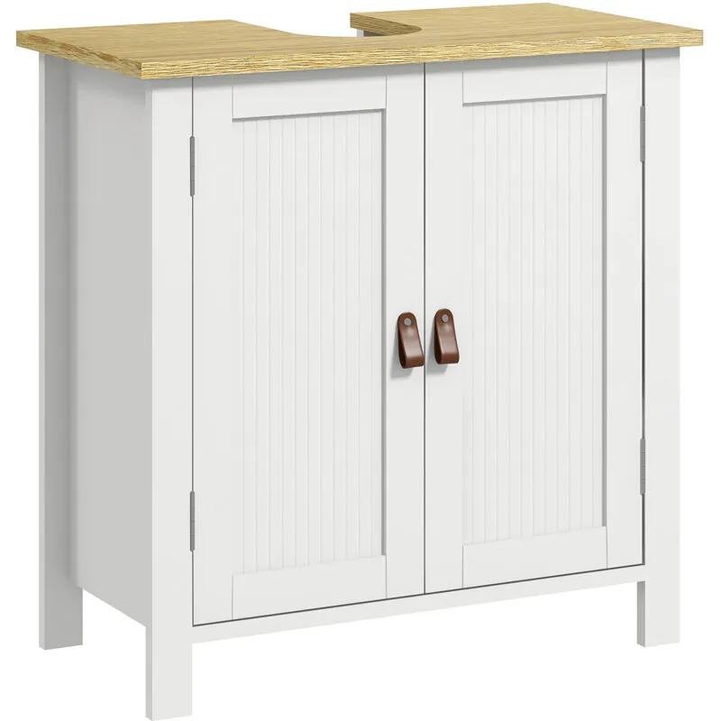 kleankin Bathroom Under Sink Cabinet with Adjustable Shelf, White