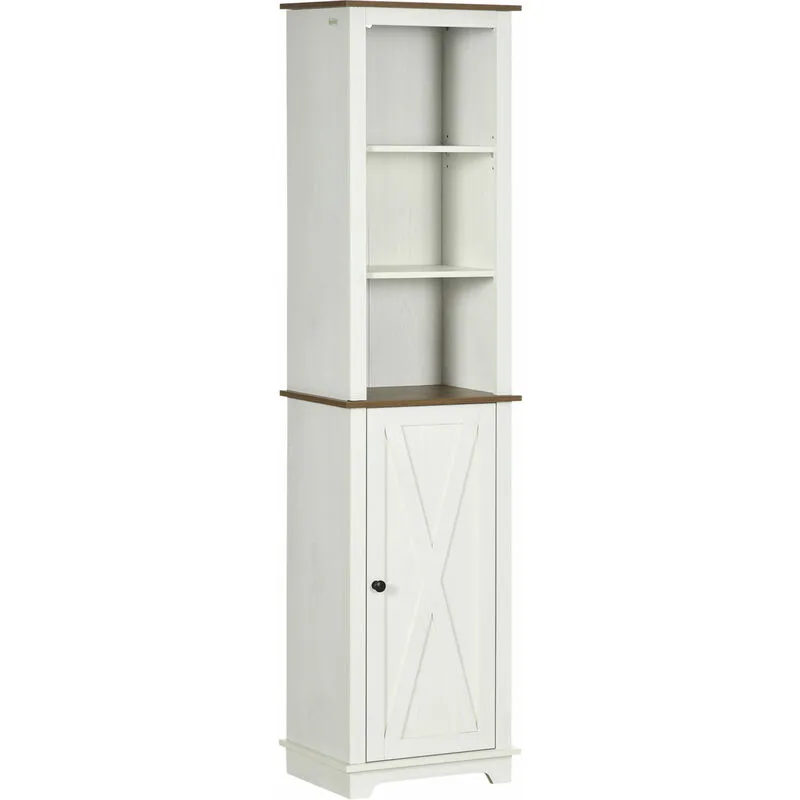 Kleankin - Tall Bathroom Cabinet Storage Cupboard with Door, Adjustable Shelves
