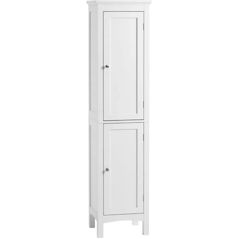 Kleankin - Tall Bathroom Cabinet with Adjustable Shelves, Double Door, White