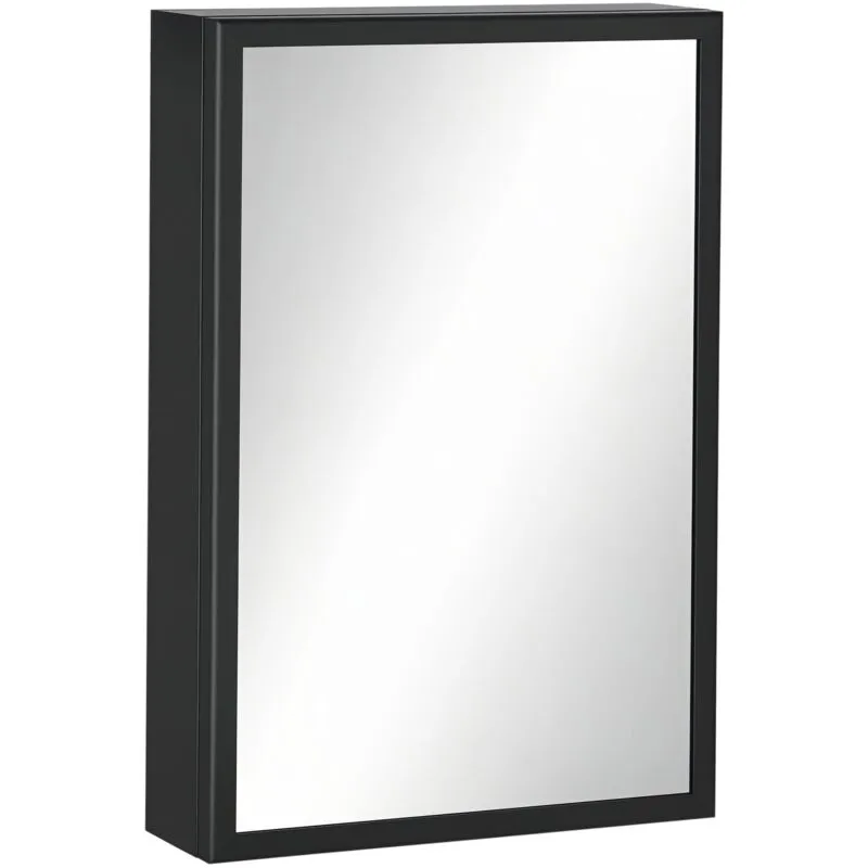 Kleankin - Wall Mounted Bathroom Cabinet with Mirror and Storage Shelves