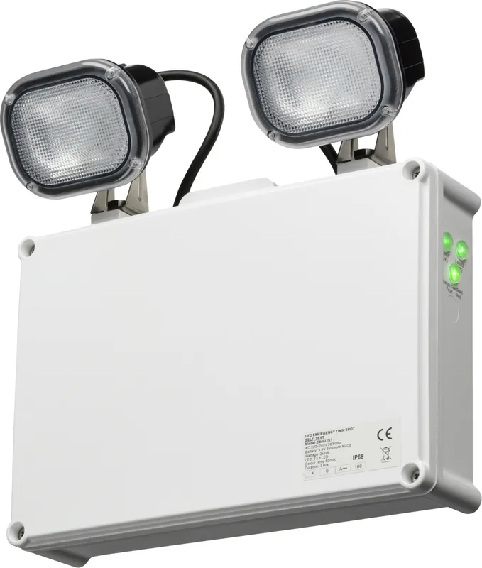 Netlighting 2 x 3W LED Twin Emergency Spotlight Self Test 230V IP65 6W in White White